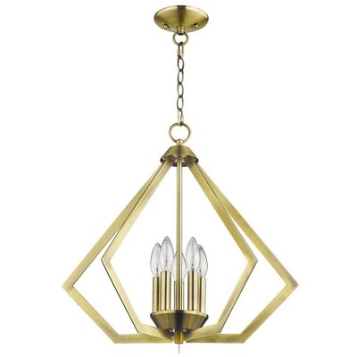 Antique Brass Crystal 5-Light Candelabra Chandelier