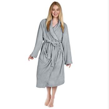 Catalonia Womens Fleece Long Robe, Comfy Soft Chenille Bathrobe, Gift for Her, Gray, Large