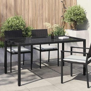 Garden Dining Table Black 59.1" x 35.4" x 29.5" Poly rattan - 1 of 4