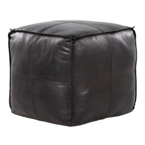 Sapphtopaz Modern leather Ottoman with Splicing Design Upholstered Multi-Purpose Pouf with Recycled Cotton Fill Footstool for Living Room,Bedroom - 1 of 4