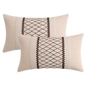 REGALWOVEN Geometry Weave Patchwork Throw Pillow Covers for Sofa Farmhouse Living Room Decor 2 Pcs - 1 of 4