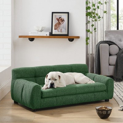 LAOTIES Large Dog Sofa,Breathable Linen Pet Couch With Backrest And Armrests,Sturdy And Comfortable Bed For Medium And Large Dogs