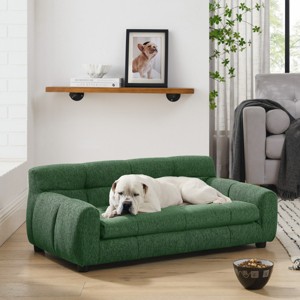 LAOTIES Large Dog Sofa,Breathable Linen Pet Couch With Backrest And Armrests,Sturdy And Comfortable Bed For Medium And Large Dogs - 1 of 4
