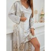 Nightgown and Robe Set for Women Floral Print Nightshirt Soft Lightweight Duster Robe Silk Satin Bathrobe Pajamas Set Cami Sleepwear - 2 of 4