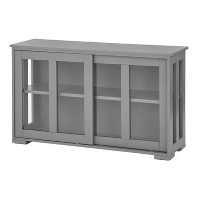 Sliding Door Stackable Cabinet - Charcoal Grey Two Large, Panel