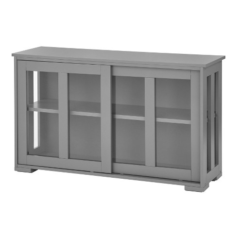 Grey cabinet deals with glass doors