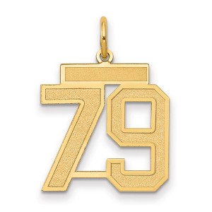 Black Bow Jewelry 14k Yellow Gold, Jersey Collection, Medium Number 79 Pendant - 1 of 3