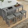 4 Piece 59" Counter Height Bar Table Set with Power Outlet and 3 Upholstered Stools, Dining Table and Chair Set for Kitchen-Maison Boucle - 2 of 4