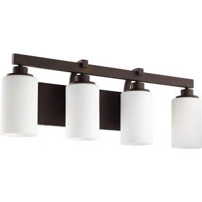 Quorum Lighting Lancaster Glass 4-Light Oiled Bronze Ceiling Fan