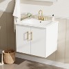 phiestina 24 Inch White Floating Bathroom Vanity, Pre-Assembled Wall-Mounted Cabinet with 2 Soft-Close Doors & 3 Hole Ceramic Sink, No Faucet - 4 of 4
