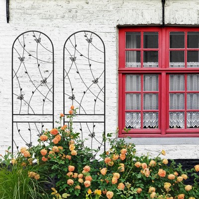 Maggift Patio Decorative Screens, Iron Arch Decoration Garden Trellis, for Outdoor for Climbing Plants Support, Flowerbed, Black, 19.7"*19.7"*86.7"