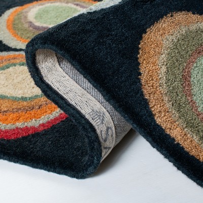Black and Multicolor Handmade Wool Tufted Runner Rug