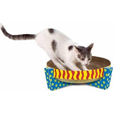 Colorful Corrugated Cardboard Cat Scratcher with Catnip