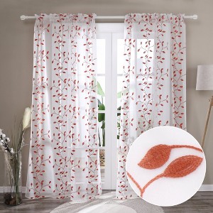 Deconovo Sheer Embroidered Floral Curtains Pair (2 Panel) - 1 of 4