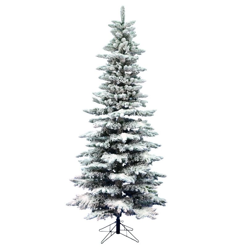 Vickerman Flocked Utica Fir Slim Artificial Christmas Tree, 1 of 6
