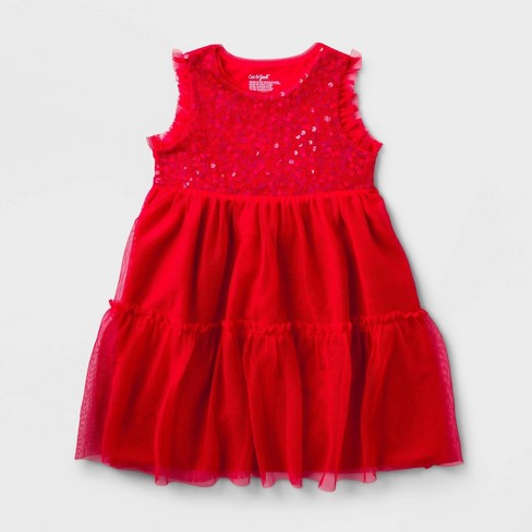 Red and black gradient sequins fabric children's wear DIY dress