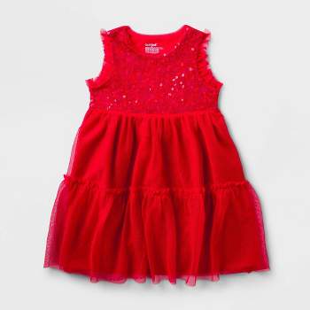 Toddler Girls' Adaptive Sequin Tulle A-Line Dress - Cat & Jack™ Red