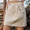 Women Washed Skirt, Elastic Waist Casual Stylish Cargo Mini Skirt with Multi Pockets for Casual Outings - 3 of 4