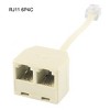 Unique Bargains Telephone Dual RJ11 6P4C Female Socket to RJ11 Male Jack Cord Adapter - 2 of 4