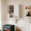 Bathroom Cabinet Wall Mounted - Wooden Medicine Cabinet with Tower Bar Over The Toilet Storage Cabinet with 2 Doors and Adjustable Shelf - 2 of 4