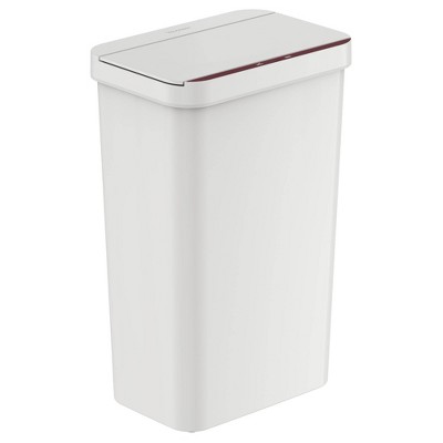 iTouchless 13.2gal Sensor Trash Can with Bag Retainer Ring White: Motion Sensor, Removable Lid, Indoor, 13 Gallon Capacity
