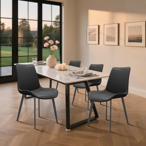 QingMoon Modern Dining Chairs Set of 4, PU Leather Upholstered Dinner Chairs, with Sturdy Metal Legs, for Home Kitchen, Living Room - 1 of 4