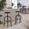 Merrick Lane 30 Inch Black Metal And Wood Bar Counter Stool With Adjustable Height Seat And 360° Swivel - 4 of 4