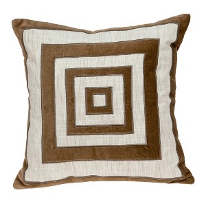 HomeRoots 18" Beige and Brown Poly Cotton Blend Throw Pillow with Embroidery and applique - 1 of 4