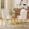 5-Piece Dining Set with Round Tempered Glass Table and 4 PU Armless Chairs - 3 of 4