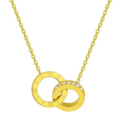 Gold Alloy Interlocking Circles Classic Women's Necklace