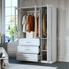 Hitow White Armoire Combination Wardrobe Modern Minimalist Style Embossed Lines - 2 of 4