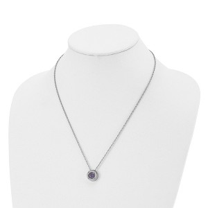Chisel Stainless Steel Cubic Zirconia February Birthstone Circle Pendant on a 20" Multi-Link Chain Necklace - 1 of 4