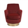 360° swivel upholstered armchair, comfortable reading chair for bedroom, with barrel design and gold stainless steel base - 3 of 4