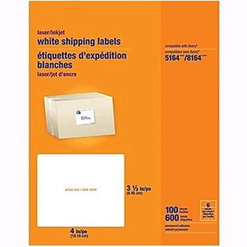 MyOfficeInnovations Laser/Inkjet Shipping Labels 3 1/3" x 4" White 6 Labels/Sheet 479876