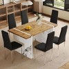 Infurnic Dining Sets Wood Veneer Dining Set with 6 Chairs Marble Style Legs Modern Minimalist Kitchen Table Collection, Black, 55"*31.5"*29.5" - 3 of 4