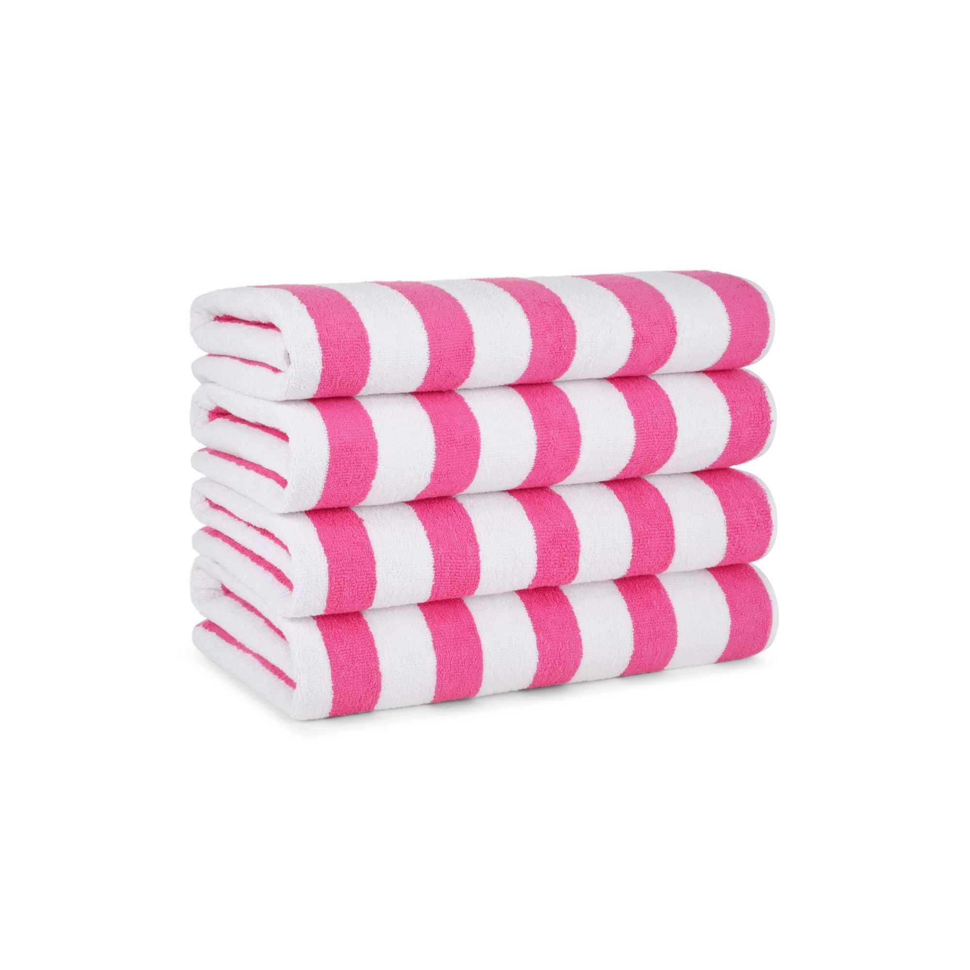 Arkwright Cali-Cabana Striped 100% Cotton Beach Towels (4-Pack), 30x60 in. - Pink