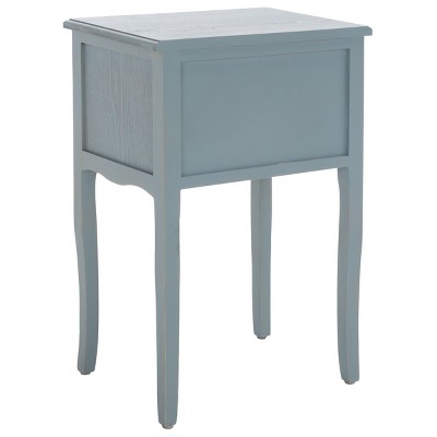 Charming Transitional Blue Wood End Table with Dual Storage Drawers