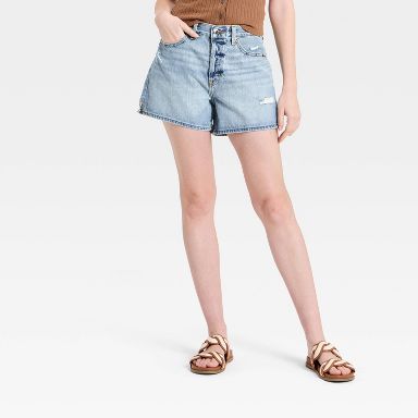 Women's Mid-Rise 90's Baggy Jean Shorts - Universal Thread™ Light Wash 00