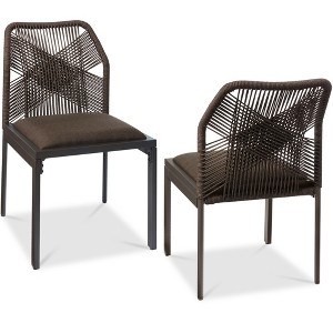 Best Choice Products Set of 2 Indoor/Outdoor Aluminum Woven Side Dining Chairs w/ All-Weather Rope - 1 of 4
