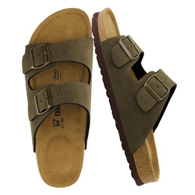 CUSHIONAIRE Men's Lane Cork Footbed Sandal with +Comfort,  Arch Support, Adjustable Straps, Casual Summer Footwear