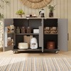 Kitchen Cart with Drop Leaf, Internal Storage Rack and Towel Rack - 2 of 4