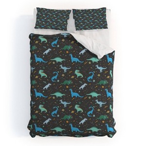 Deny Designs 3pc Full Lathe and Quill Dinosaurs in Space Duvet and Sham Set Blue - 1 of 4