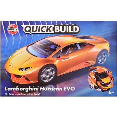 Lamborghini Huracan EVO Orange Snap Together (Skill 1) Painted Plastic Model Car Kit by Airfix Quickbuild
