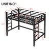 TUYOHW Metal Loft Bunk Bed with Dual Ladders & Guardrails,Multiple Sizes Loft Bed Frame with Open Under-Bed Space for Dorms,Bedrooms,Black - 3 of 4