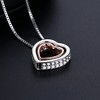 18K White and Rose Gold Two-Tone Crystal Heart Necklace Inscribed "Love You" - 2 of 4