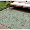 Artichoke Green And Gray Floral Washable Indoor Outdoor Area Rug - 2 of 4