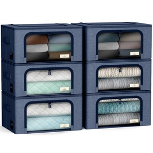 Sorbus 6 Pack Small Foldable Storage Box - Metal Frame, Oxford Fabric, Large Window & Handles - Organization for Bedroom, Linens & Clothes - 1 of 4