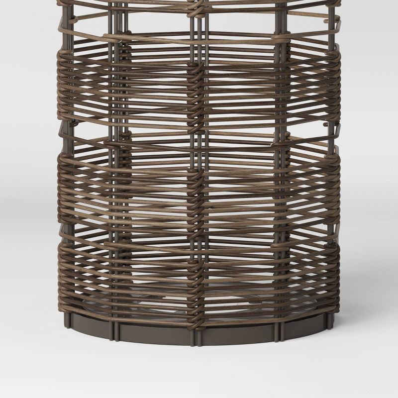 Metal and Wicker Woven Round Battery LED Outdoor Lantern Assorted Grays - Threshold™, 5 of 7