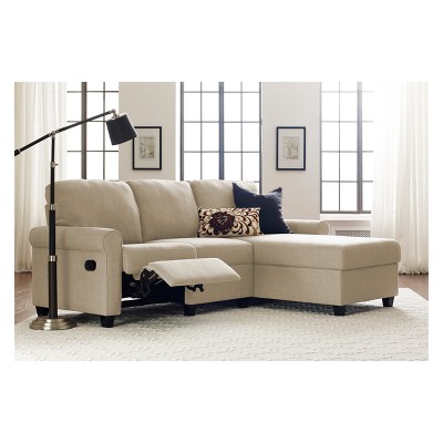 Beige Fabric Sectional Sofa with Storage and Recliner