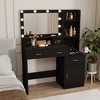 Vanity Desk with Mirror and LED Light,3 Lighting Modes Adjustable Brightness,Makeup Dressing Table with 3 Open Shelves 4 Drawers and 1 Hidden Shelves - 4 of 4